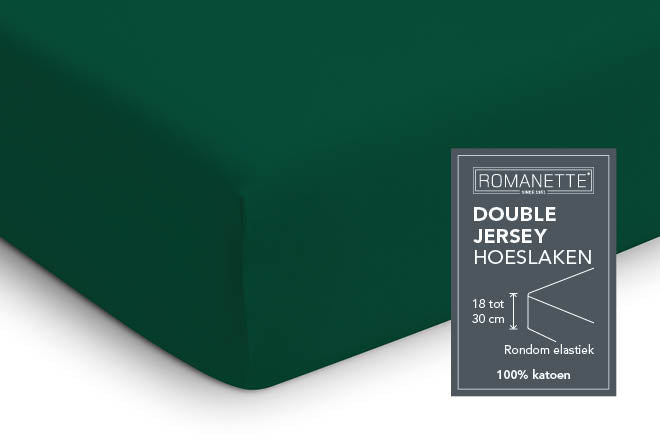 Hoeslaken Double - Jersey - Forestgreen - detail
