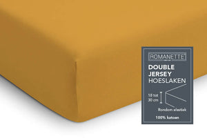 Hoeslaken Double - Jersey - Oker - detail