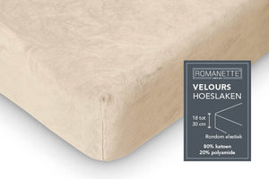 Velours- hoeslaken - beige - detail