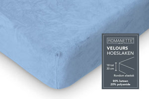 Velours- hoeslaken - blauw - detail