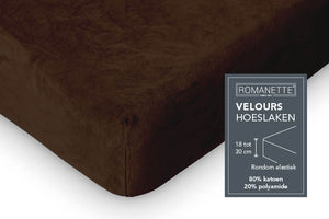 Velours- hoeslaken - Bruin - detail