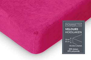 Velours- hoeslaken - Fuchsia - detail