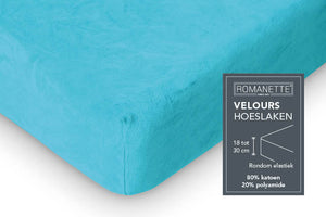 Velours- hoeslaken - Petrol - detail