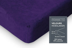 Velours- hoeslaken - Paars - detail