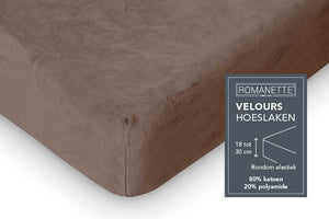 Velours- hoeslaken - Taupe - detail