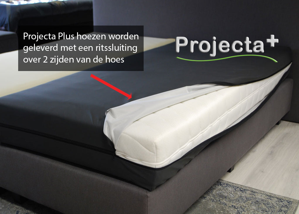 Detail rits Waterdichte Projecta Plus matrashoezen - Blauw - 1P - eenpersoons