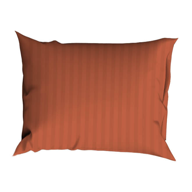 Satin d'or Satjinstreep Terracotta - kussensloop